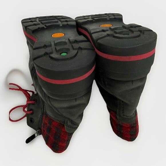 Timberland Womens Leather Boots Size 8.5 Black Plaid Red Laces Waterproof Zip - Picture 9 of 13